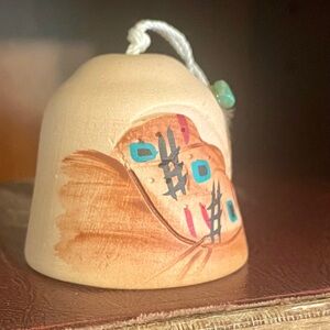 Hand Crafted Native American Pueblo Vintage Pottery Bell Signed